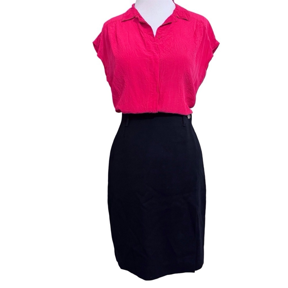 BREECHES Vintage High Waist Dark Academia Black Wrap Wool Skirt 4